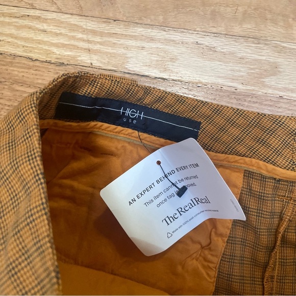 High Everyday Couture Realist Plaid Gold Orange Made In Italy Size US 12 - Picture 5 of 9